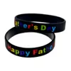 100 stks Happy Vader Dag Siliconen Rubber Armband Inkt Gevuld Multicolor Logo Mode Versier Sieraden Volwassen Grootte