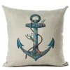 Nautical Anchor Decor Vintage Cushion Cover Shabby Chic Kasta Pillow Case Marine Capha de Almofada Hem Office Cojines