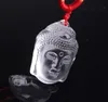 2017 hot sales Delicate Carved genuine natural white crystal Buddha head pendant + Free of charge necklace 20pcs/lot