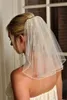 Marfim Branco Curto Véu De Noiva Uma Camada Beads Pérolas Véus De Noiva Ombro Comprimento Tule com Pente De Noiva Acessórios Em Estoque Rápido