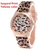 Date tête de léopard genève hommes montres Silicone caoutchouc bande femmes femmes léopards imprimer homme montre horloge