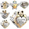 20pcs Lot Fashion Rhinestone Bear Gold plated Alloy Metal Beads for Jewelry Making DIY Beads for Bracelet Whole in Bulk Low Pr253f