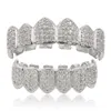 NOWY Hip-Hop GRILLZ Iced Out CZ Usta Zęby Grillz Czapki Top Bottom Grill Set Mężczyźni Kobiety Vampire Grille