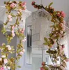 2,2m Konstgjord Silk Rose Fake Flower Fall Yellow Leaf Hängande Garland Plants Party Home Wedding Garden Floral Dekoration G403