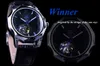 Winner Blue Hands Design Transparent Skeleton Small Fashion Dial Display Mens Watches Top Brand Luxury Automatic Fashion Watches