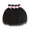 Human Hair Wefts with Closure 13x4 Frontal Ear To Ear Indian Natural Unprocessed Hair Kinky Straight Yaki Hair Weave 3 Bundles Frontal