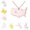 Collana con ciondolo mappa del Texas con cuore d'amore Acciaio inossidabile USA State TX Geografia Mappa Collane Gioielli per donna e uomo