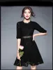 Little Black Full Lace Prom Dress Vestido de noche corto con mangas A Line Vestidos Festa en oferta