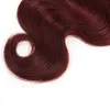オンブルヘアエクステンションブラジルのバージンヘアボディーウェーブ2トーン1b 99jブルゴーニュワインレッドオンムレブラジル人人間の髪織り束3個