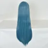Harajuku perucas Festa de Halloween Lolita gem escuro Azul Em Linha Reta cabelo longo peruca