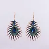 2017 new Trendy Multicolor Rhinestone Peacock Feather Shape Gold Color Zinc Alloy New Designer Drop Earrings free shipping