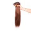 Passion Peruvian Omber Mänskliga hårförlängningar # 4 Ljusbrun färgad Remy Hair Weave Buntlar Machine Double Weft 10 "-24"