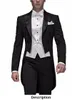 Maßgeschneiderte schwarze Bräutigam Schwanzlack Groomsman Herren Hochzeit Prom Anzug Jacke Hose Weste Fliege 318t