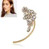 Menglina New Punk Metal Gold Gold ear for Women Fashion Full Rhinestone Crystal Flower Clip Earrings Without Whole1592774