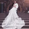 Luxury Sparkly 2020 Beaded Crystal Mermaid Bröllopsklänningar med avtagbar kjol High Neck Långärmade Bling Bling Bridal Gowns EN10205