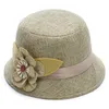 Sombreros de pescador de lino para primavera y verano para mujer, sombreros de ala tacaños de calle a la moda, sombreros de copa ajustados para mujer, sombrero transpirable de princesa con flores, GH-82
