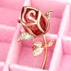 Groothandel - Nieuwe Mode Crystal Rose Flower Broche Pin Rhinestone Legering Rose Gold Broches Verjaardagscadeau Garment Accessoires 367826