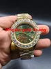 Boutique 43mm Or Gros diamant Mécanique homme montre Rome clou cadran multicolore Automatique en acier inoxydable montres pour hommes 20209E