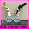 6ml diamant pendentif sac de voiture ornements bouteille de parfum haut verre transparent bouteilles vides bricolage huile essentielle diffuseurs parfums