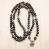SN1146 Top Design Labradorite Wrap Bracelet Hommes 108 Mala Yoga Bracelet ou Collier Argent Lotus Ohm Bouddha Bracelet