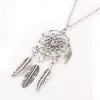 Whole-Ancient Silver Color Alloy Girl Chian necklaces For Women Vintage Korea Dream Catcher Leaves Pendant Necklace Jewelry co241G