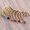 Mix Colors Rhinestone Nose Studs Screw Ring Bone Bar Body Piercing Jewelry Gold Silver Nose Pin262Y