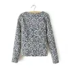 Vente en gros - Style européen et américain femmes vestes courtes rétro imprimé floral col rond à manches longues Cardigan femme broderie manteau 329