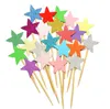 Cake Toppers Glitter Star Paper Cards Banner för Cupcake Wrapper Baking Cup Birthday Tea Party Wedding Decor Baby Shower270h