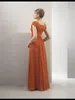 Robes de demoiselle d'honneur modestes en mousseline de soie Orange brûlé longues avec manches courtes manches simples robes de demoiselles d'honneur d'été longues