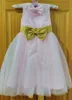 Nouvelle robes fille fleur Jupettes Parti Bow Communion Pageant robe pour les petites filles Enfants / enfants Keyhole Robe de mariage