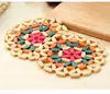 Flower color Bamboo bowl Mat Table Circular Hollow Kitchen Pot Mat Anti Scald Cup Bowl Mat Kitchen Accessories IA562