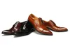 Derby Tan Fashion Brown Black / Mens Wedding oryginalne skórzane buty biznesowe 561