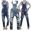 Wholesale- Fashion Mens Ripped Skinny Bib Overalls Jeans 2017 Casual Designer Slim Fit Distrressed Jeans Men Denim Jumpsuit Jeans Pants