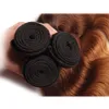 Fasci di capelli umani vergini biondi miele a tre toni # 1B 4/27 Estensioni dei capelli biondi castani Ombre Doppia trama Tessuto dei capelli umani dell'onda del corpo