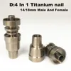 Universal Titanium Nail 6 i 1 Domeless Titanium Dab Nail 10/14/18mm Kvinna och manlig titan Dabber