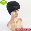 Frange courte courte perruques de cheveux naturels humains coupe de lutin noir naturel cheveux péruviens coupe courte perruques pour les femmes noires aucune dentelle Wig8507176