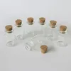 Vente en gros - 100 x 10 ml Petites bouteilles en verre Flacons Bocaux avec liège, 1/3 oz Bouchon de liège Bouchon décoratif Bouchon Minuscule clair Wising Bouteille en verre