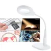 Freeshipping Hands-Free Loupe Flexibele vergrootglas met licht veelzijdig 2 in 1 verlichte vergrootglas bureaulamp met klem en basishouder