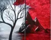Inramat 3 Panel Väggkonst Vackert Landskap Kanfas Oljemålning Ange 100% Handmålat Hem Vardagsrum Inredning Bilder Träd ML19