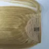 진짜 인간 머리 포니 테일 금발 색상 613 120G 포니 테일 랩 랩 클립 인간 머리 조랑말 꼬리 연장 페루 스트레이트 ha7160697