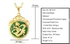 (167p) m.g.fam Chinois Ancient Mascot Pendentif Dragon Collier 24K Gold Plated Green Malaysian Jade avec chaîne de 45cm