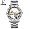 IK colouring Man Watch 5ATM Waterproof Luxury Transparent Case Stainless Steel Band Male Mechanical Wristwatch Relogio Masculino