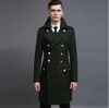 빈티지 캐주얼 슬림 긴 모직 코트 남성 재킷과 코트는 더블 브레스트 울 코트 겨울 트렌치 재킷 육군 녹색 망
