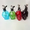 Crânio Bongo de vidro de vidro fumando cachimbo de água com mangueira tigela de metal 12 cores titular de cigarro de filtro de cachorro shisha plataformas petrolíferas