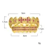 Nuevo chapado en oro con diamantes de imitación de circonia cúbica azul, dientes de Hip Hop para la boca, tapas GRILLZ, conjunto de parrilla inferior superior, joyería para dientes de vampiro