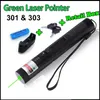 Gratis frakt 532nm kraftfull 301/303 grön / röd laserpekare penna laserljus 18650 batteri detaljhandel gratis frakt