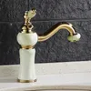 Torneira de água com latão sólido/dourado com acabamento em corpo de jade/alça única torneira de banho fria e quente para banheiro HS313/chave multifuncional