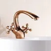 Livraison Gratuite Rétro Golden Faucet Robinet Mitigeur Bassin Colonne Laissez Votre Commercial / Résidentiel Présente Robinet Double Poignée AL-7311K