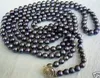 Joyería de moda 7-8mm Collar de perlas cultivadas Akoya negro 48 ''