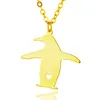 Collier pendentif pingouin en acier inoxydable, chaîne à maillons à breloques animaux, bijoux pour femmes et hommes, cadeaux pour enfants, vente en gros